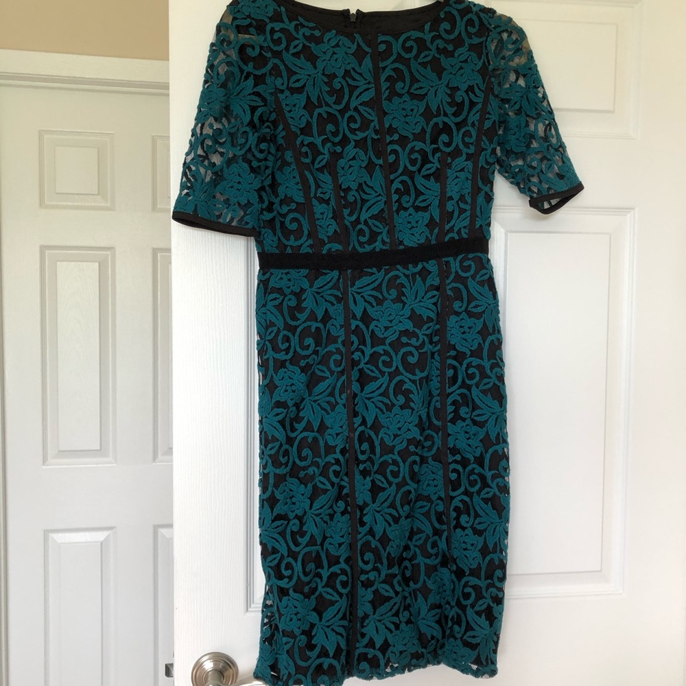 Teal, Fitted Lace Dress